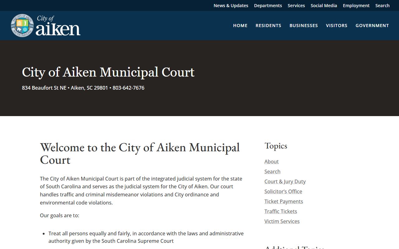 Aiken Municipal Court bench warrants