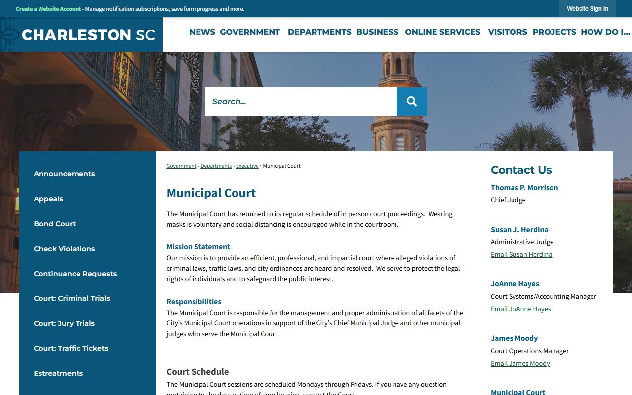 Charleston Municipal Court bench warrants information