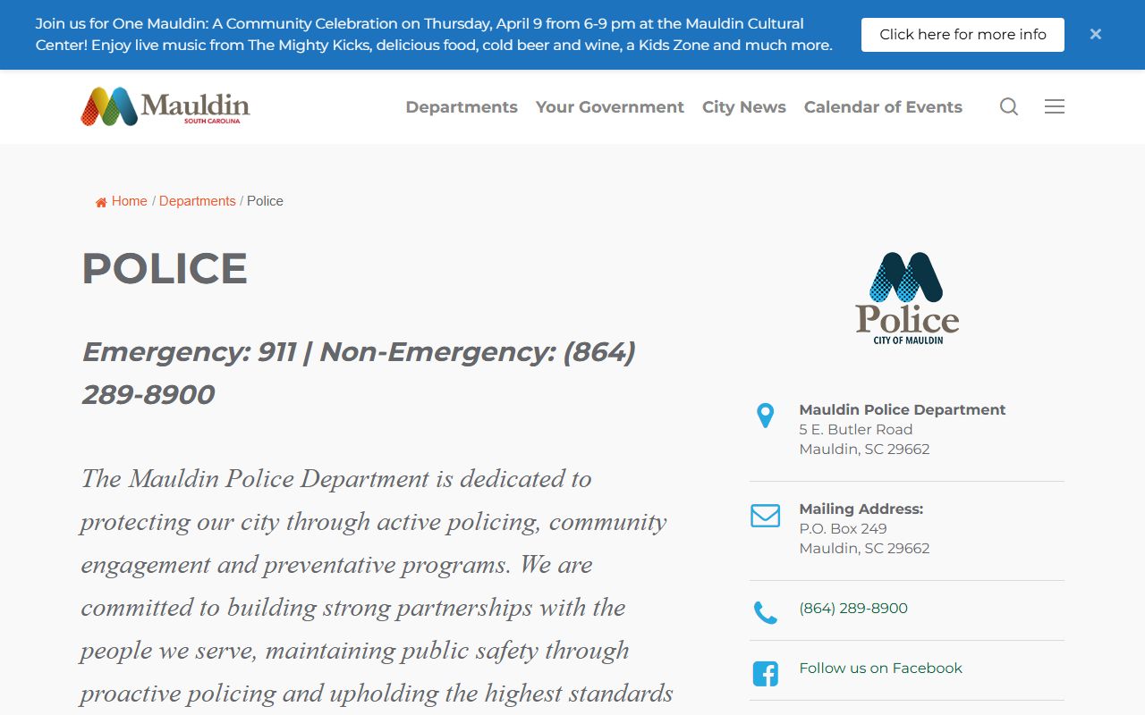 Mauldin Police Department bench warrants enforcement