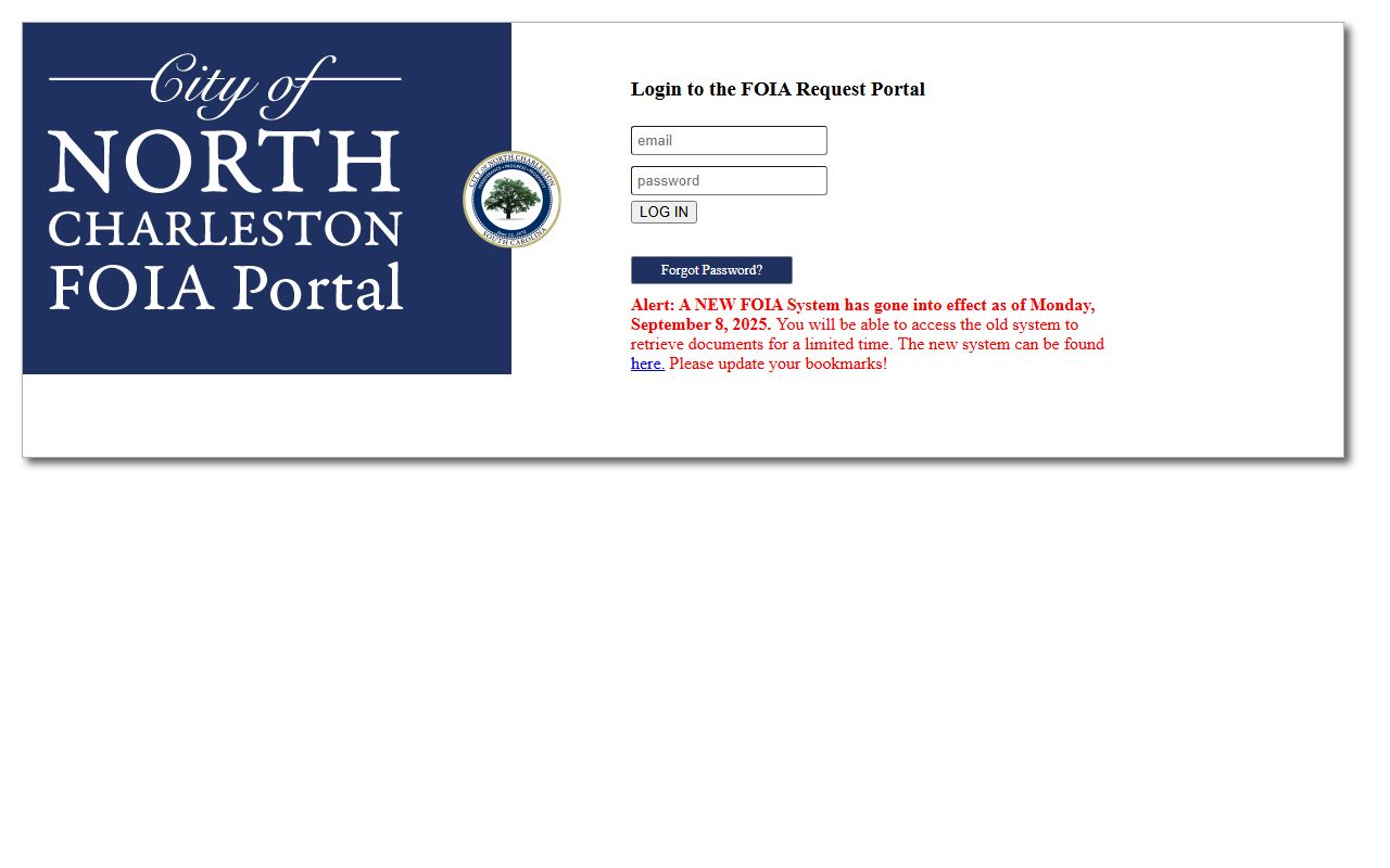 North Charleston FOIA portal bench warrant records