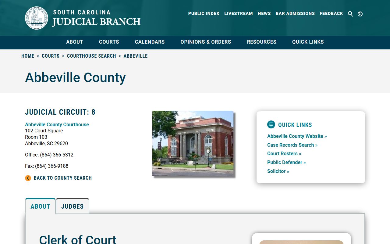 Abbeville County Clerk of Court office for bench warrants