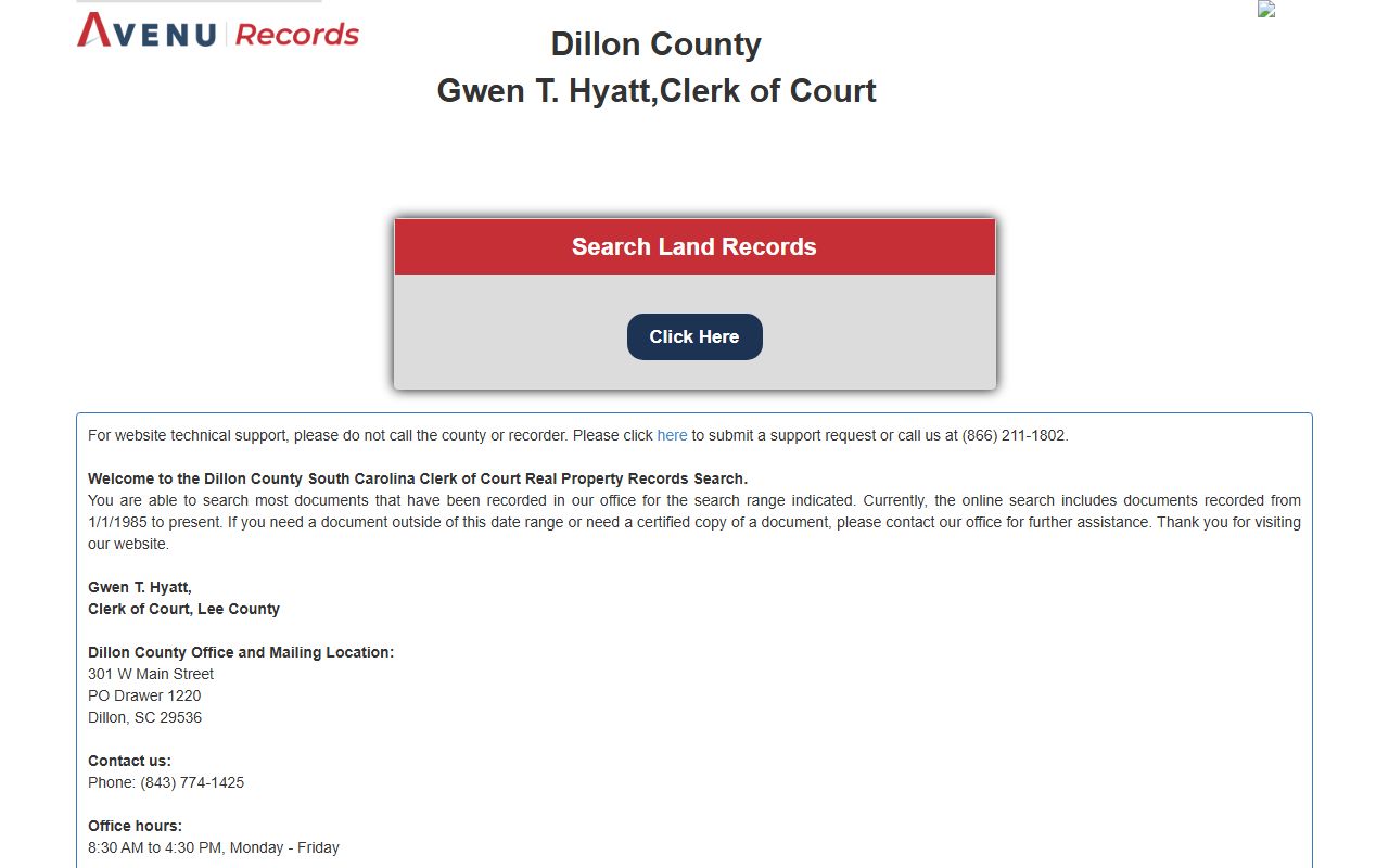 Dillon County courthouse and bench warrants information