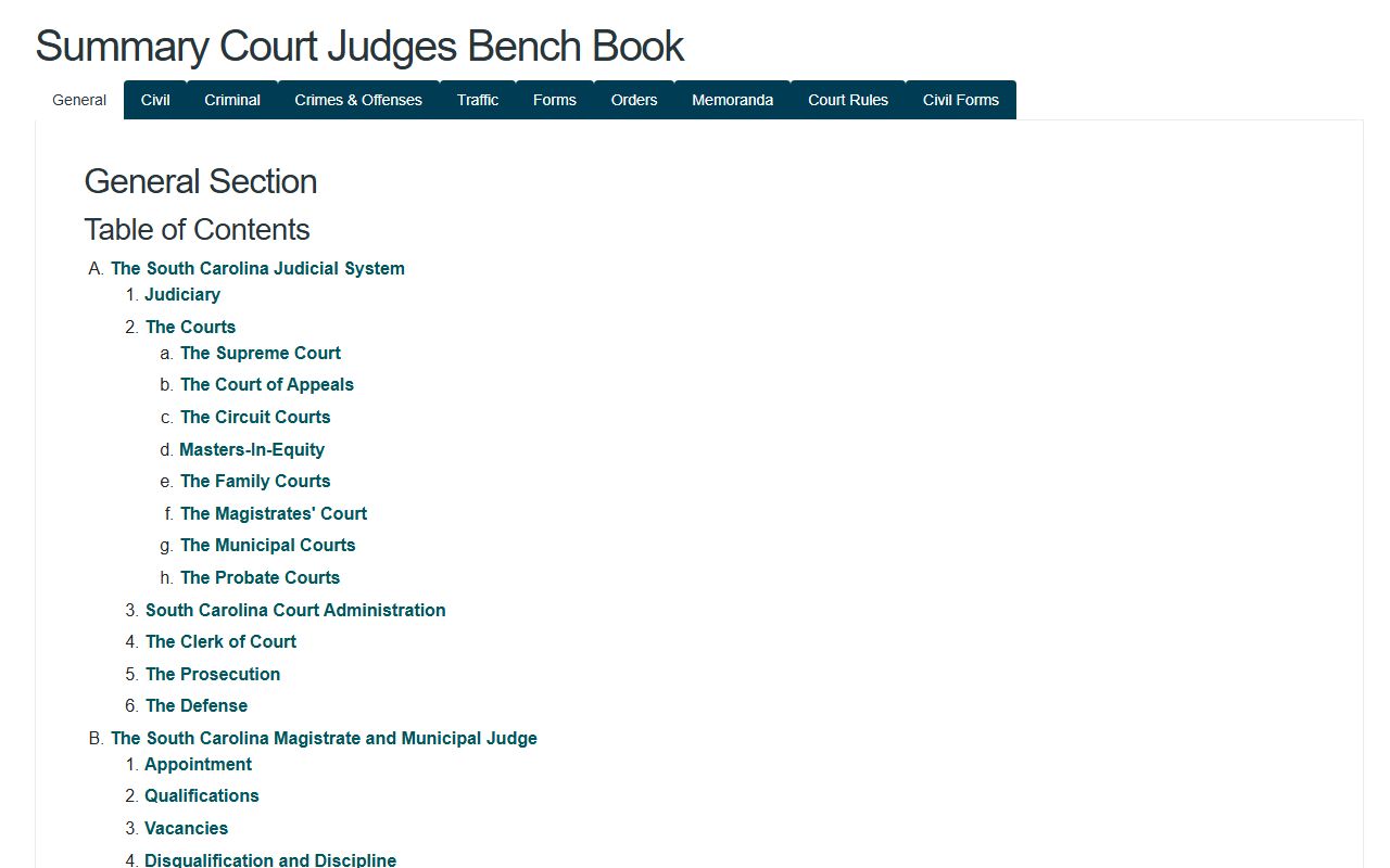 South Carolina Summary Court Bench Book defining bench warrants